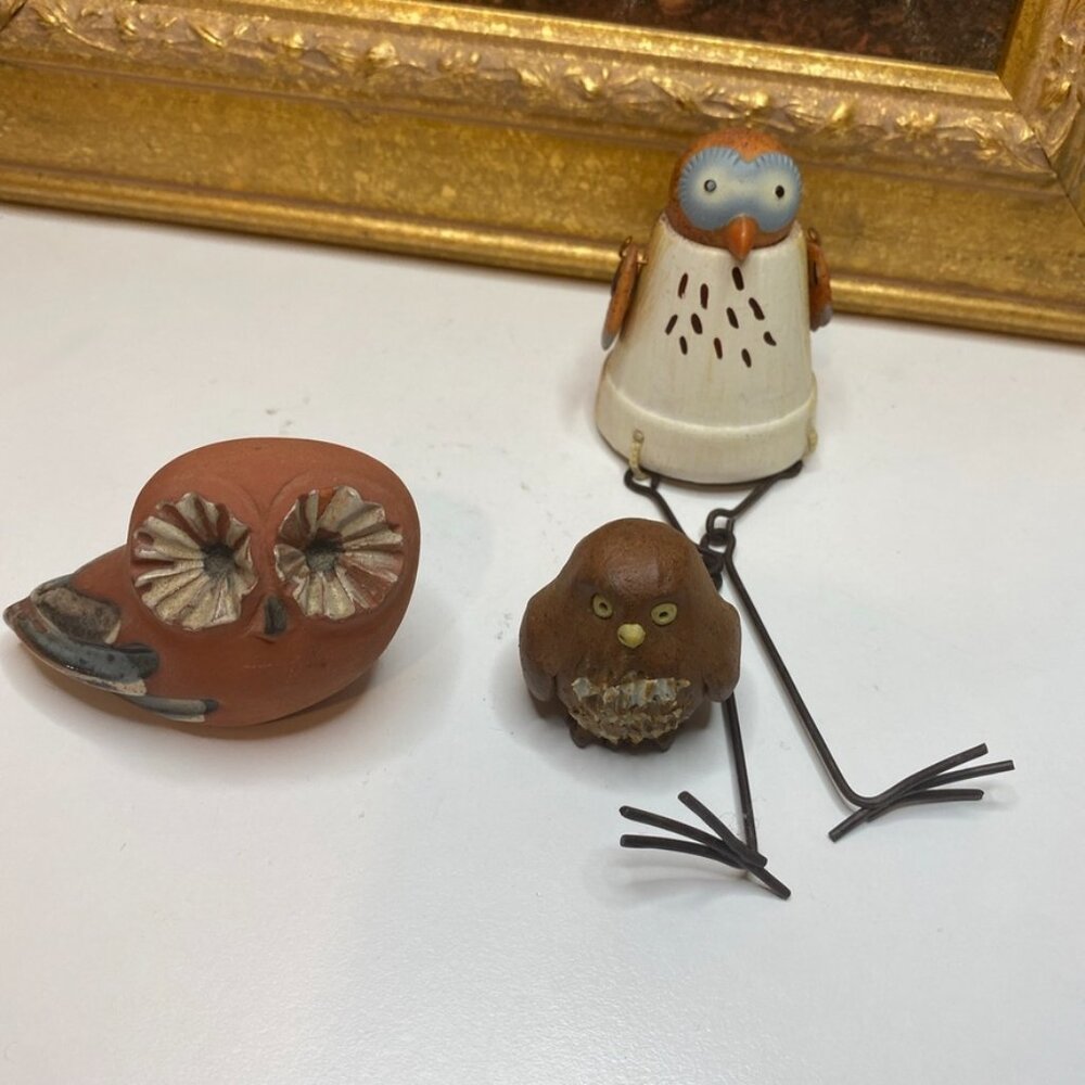 POTTERY Mini Owl Lot Of Three